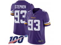 #93 Limited Shamar Stephen Purple Football Home Youth Jersey Minnesota Vikings Vapor Untouchable 100th Season