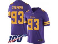 #93 Limited Shamar Stephen Purple Football Youth Jersey Minnesota Vikings Rush Vapor Untouchable 100th Season