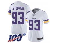 #93 Limited Shamar Stephen White Football Road Women's Jersey Minnesota Vikings Vapor Untouchable 100th Season