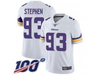 #93 Limited Shamar Stephen White Football Road Youth Jersey Minnesota Vikings Vapor Untouchable 100th Season