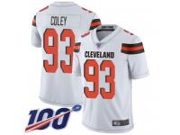 #93 Limited Trevon Coley White Football Road Men's Jersey Cleveland Browns Vapor Untouchable 100th Season
