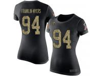 #94 John Franklin-Myers Black Camo Football Salute to Service Women's Los Angeles Rams T-Shirt