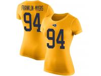 #94 John Franklin-Myers Gold Football Rush Pride Name & Number Women's Los Angeles Rams T-Shirt