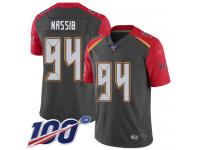 #94 Limited Carl Nassib Gray Football Youth Jersey Tampa Bay Buccaneers Inverted Legend 100th Season