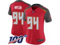 #94 Limited Carl Nassib Red Football Home Women's Jersey Tampa Bay Buccaneers Vapor Untouchable 100th Season