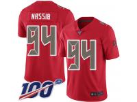 #94 Limited Carl Nassib Red Football Youth Jersey Tampa Bay Buccaneers Rush Vapor Untouchable 100th Season