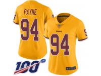 #94 Limited Da'Ron Payne Gold Football Women's Jersey Washington Redskins Rush Vapor Untouchable 100th Season