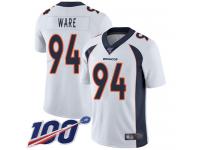 #94 Limited DeMarcus Ware White Football Road Men's Jersey Denver Broncos Vapor Untouchable 100th Season