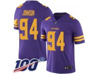 #94 Limited Jaleel Johnson Purple Football Men's Jersey Minnesota Vikings Rush Vapor Untouchable 100th Season