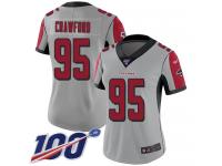 #95 Limited Jack Crawford Silver Football Women's Jersey Atlanta Falcons Inverted Legend Vapor Rush 100th Season
