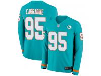 #95 Limited Tank Carradine Aqua Football Men's Jersey Miami Dolphins Therma Long Sleeve