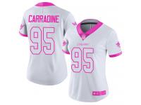 #95 Limited Tank Carradine White Pink Football Women's Jersey Miami Dolphins Rush Fashion