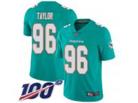 #96 Limited Vincent Taylor Aqua Green Football Home Men's Jersey Miami Dolphins Vapor Untouchable 100th Season