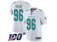 #96 Limited Vincent Taylor White Football Road Men's Jersey Miami Dolphins Vapor Untouchable 100th Season