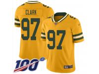 #97 Limited Kenny Clark Gold Football Men's Jersey Green Bay Packers Inverted Legend 100th Season