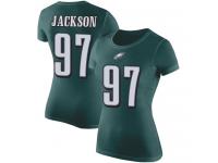 #97 Malik Jackson Green Football Rush Pride Name & Number Women's Philadelphia Eagles T-Shirt