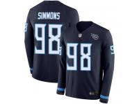 #98 Limited Jeffery Simmons Navy Blue Football Men's Jersey Tennessee Titans Therma Long Sleeve