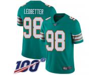 #98 Limited Jonathan Ledbetter Aqua Green Football Alternate Men's Jersey Miami Dolphins Vapor Untouchable 100th Season