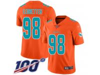 #98 Limited Jonathan Ledbetter Orange Football Men's Jersey Miami Dolphins Inverted Legend 100th Season