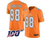 #98 Limited Jonathan Ledbetter Orange Football Men's Jersey Miami Dolphins Rush Vapor Untouchable 100th Season