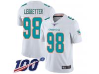 #98 Limited Jonathan Ledbetter White Football Road Men's Jersey Miami Dolphins Vapor Untouchable 100th Season