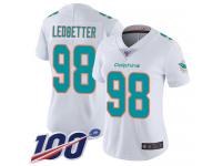 #98 Limited Jonathan Ledbetter White Football Road Women's Jersey Miami Dolphins Vapor Untouchable 100th Season
