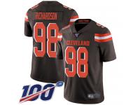 #98 Limited Sheldon Richardson Brown Football Home Men's Jersey Cleveland Browns Vapor Untouchable 100th Season
