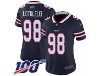 #98 Limited Star Lotulelei Navy Blue Football Women's Jersey Buffalo Bills Inverted Legend 100th Season