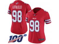 #98 Limited Star Lotulelei Red Football Women's Jersey Buffalo Bills Rush Vapor Untouchable 100th Season