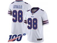 #98 Limited Star Lotulelei White Football Road Men's Jersey Buffalo Bills Vapor Untouchable 100th Season