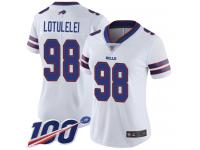 #98 Limited Star Lotulelei White Football Road Women's Jersey Buffalo Bills Vapor Untouchable 100th Season