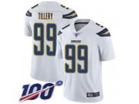 #99 Limited Jerry Tillery White Football Road Men's Jersey Los Angeles Chargers Vapor Untouchable 100th Season