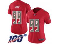 #99 Limited Warren Sapp Red Football Women's Jersey Tampa Bay Buccaneers Rush Vapor Untouchable 100th Season