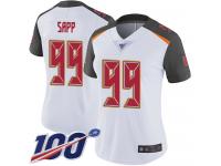 #99 Limited Warren Sapp White Football Road Women's Jersey Tampa Bay Buccaneers Vapor Untouchable 100th Season