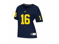 Adidas Michigan Wolverines #16 Denard Robinson Blue Women Authentic NCAA Jerseys