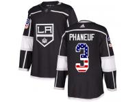 Adidas NHL Men's Dion Phaneuf Black Authentic Jersey - #3 Los Angeles Kings USA Flag Fashion