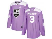 Adidas NHL Men's Dion Phaneuf Purple Authentic Jersey - #3 Los Angeles Kings Fights Cancer Practice