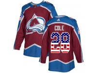 Adidas NHL Men's Ian Cole Burgundy Red Authentic Jersey - #28 Colorado Avalanche USA Flag Fashion