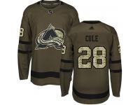 Adidas NHL Men's Ian Cole Green Authentic Jersey - #28 Colorado Avalanche Salute to Service