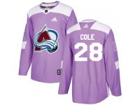 Adidas NHL Men's Ian Cole Purple Authentic Jersey - #28 Colorado Avalanche Fights Cancer Practice