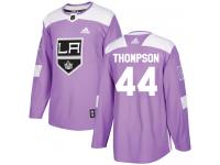 Adidas NHL Men's Nate Thompson Purple Authentic Jersey - #44 Los Angeles Kings Fights Cancer Practice