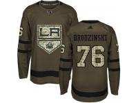 Adidas NHL Youth Jonny Brodzinski Green Authentic Jersey - #76 Los Angeles Kings Salute to Service