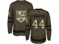 Adidas NHL Youth Nate Thompson Green Authentic Jersey - #44 Los Angeles Kings Salute to Service