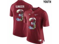 Alabama Crimson Tide #3 Vinnie Sunseri Red With Portrait Print Youth College Football Jersey