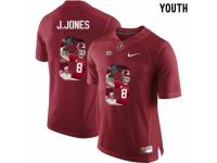 Alabama Crimson Tide #8 Julio Jones Red With Portrait Print Youth College Football Jersey