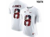 Alabama Crimson Tide #8 Julio Jones White With Portrait Print Youth College Football Jersey