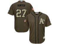 Athletics #27 Catfish Hunter Green Salute to Service Stitched Baseball Jersey