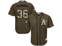 Athletics #36 Terry Steinbach Green Salute to Service Stitched Baseball Jersey