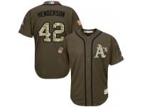 Athletics #42 Dave Henderson Green Salute to Service Stitched Baseball Jersey
