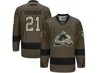 Avalanche #21 Peter Forsberg Green Salute to Service Stitched NHL Jersey
